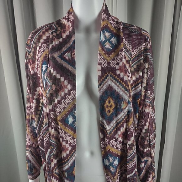 Cato Women's Tribal Pattern, Knit Cardigan Open Sweater Size XL - Picture 2 of 13